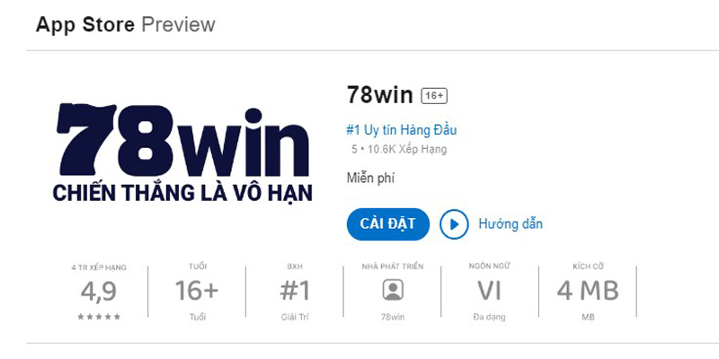 Tải ứng dụng 78Win cho điện thoại hệ điều hành iOS chỉ trong vài phút. 